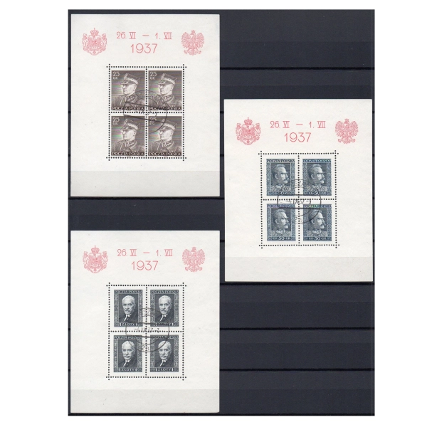 1937 Fi. bloki 2-4 kasowane Wizyta króla Rumunii  w Polsce
