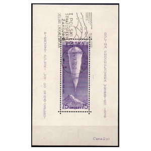 1938 Fi. blok 6 kasowany Pierwszy polski lot do stratosfery