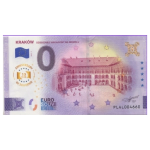 2025 banknot 0 euro - Kraków dziedziniec Arkadowy na Wawelu Anniversary