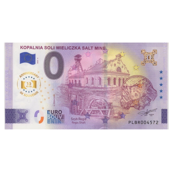 2025 banknot 0 euro - Kopalnia Soli Wieliczka Szyb Regis Anniversary