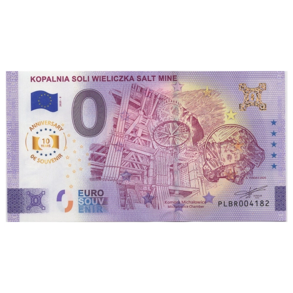 2025 banknot 0 euro - Kopalnia Soli Wieliczka Komora Michałowice Anniversary