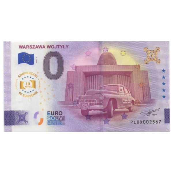 2025 banknot 0 euro - Warszawa Wojtyły Anniversary