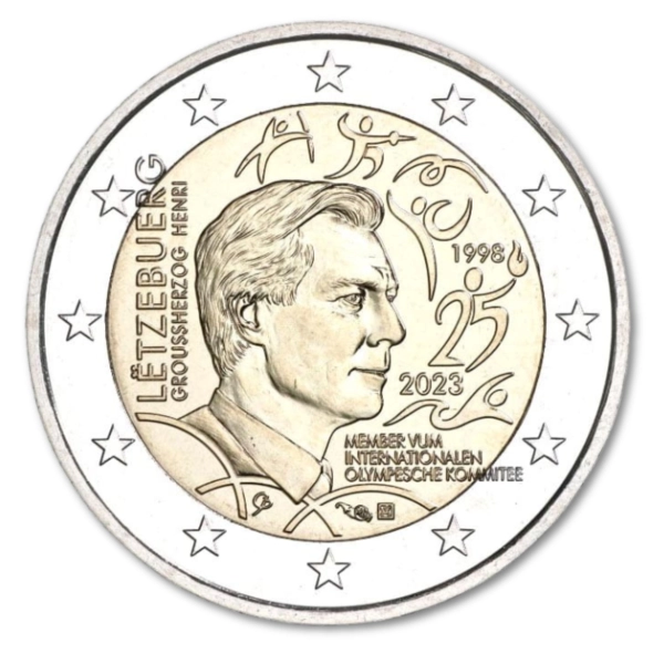2 Euro Luksemburg 2023 – Wielki Książę Henryk (25 lat w MKOl)