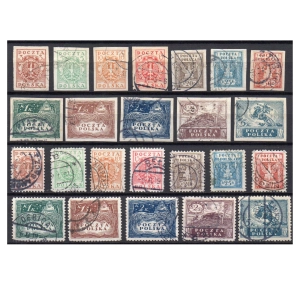 1919 Fi. 73 - 84 AB kasowane Wydanie koronowe cięte i ząbkowane