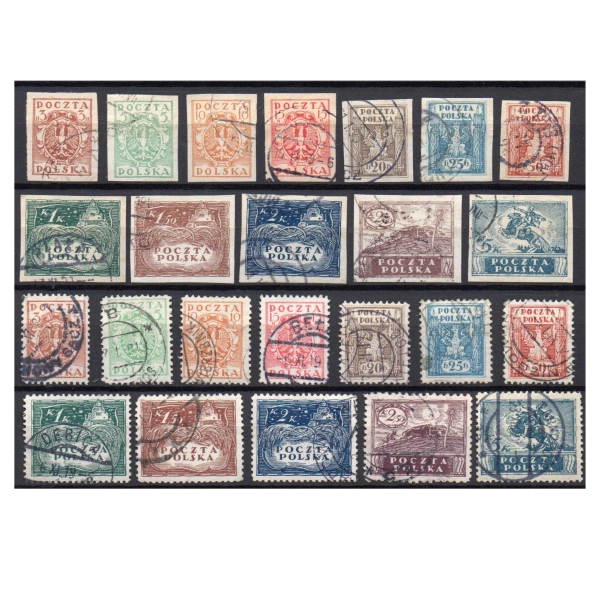 1919 Fi. 73 - 84 AB kasowane Wydanie koronowe cięte i ząbkowane