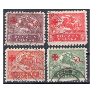 1921 Fi. 121 - 124 kasowane Wydanie z dopłatą na PCK