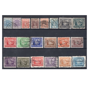 1922 Fi. 144 - 163 kasowane Wydanie dla Górnego Śląska - seria znaczków pocztowych