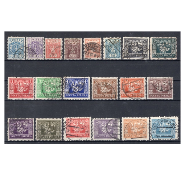 1922 Fi. 144 - 163 kasowane Wydanie dla Górnego Śląska - seria znaczków pocztowych