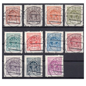 1925 Fi. 194 - 204 kasowany  Na Skarb seria znaczków z gwarancją