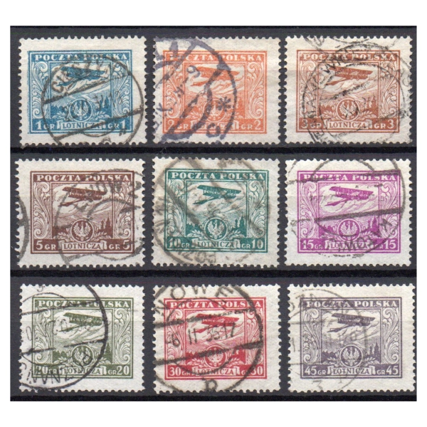 1925 Fi. 216 - 224 kasowane Wydanie lotnicze seria znaczków