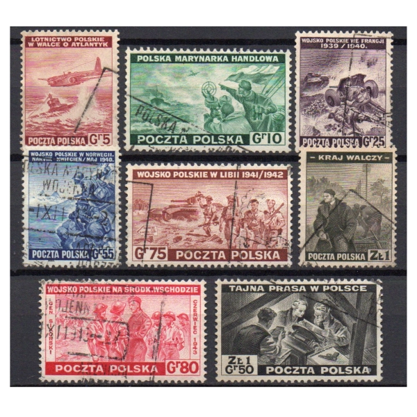 1943 Fi. I338 - O338 kasowane Wydanie emigracyjne II - seria znaczków