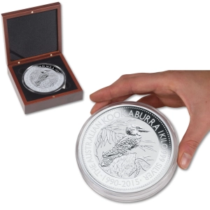 Ekskluzywne pudełko Volterra na 1 monetę 53-101 mm + kapsel – Leuchtturm - w kolorze mahoniu