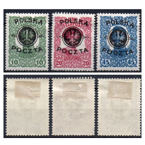 1918 Fi. 17 - 19 * I wydanie lubelskie na podlepkach seria znaczków