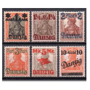 WMG 1920 Fi. 26-31 IV ** Wydanie prowizoryczne - szpice w dół lila - seria znaczków