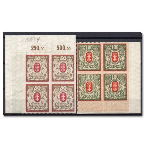 WMG 1921 Fi. 94Lb-95L ** Wydanie obiegowe - znaczki w czwórkach