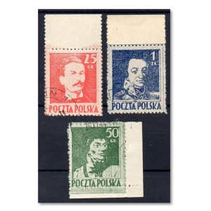 1944 Fi. 339 - 341 kasowany Wodzowie - seria znaczków gwarancja Mikulski