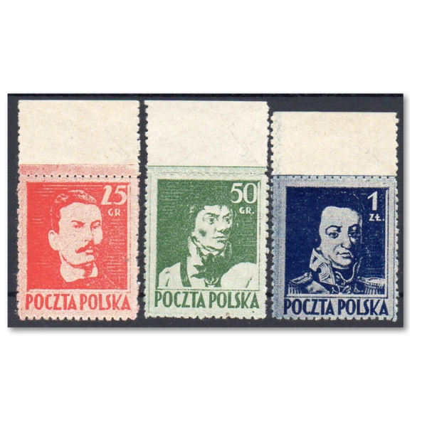 1944 Fi. 339 - 341 (*) Wodzowie - seria znaczków odmiany gwarancja Korszeń