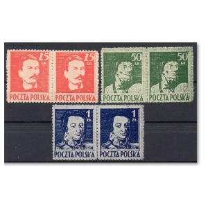 1944 Fi. 339 - 341 (*) Wodzowie - 341 B1 duża głowa znaczki w parkach gwarancja Korszeń