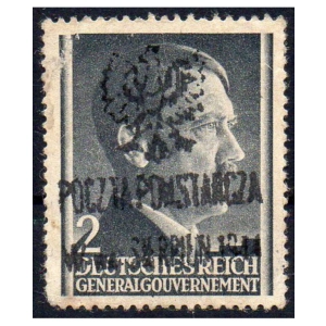 1944 Fi. 25 Powstania Warszawskie - wydanie mokotowskie na znaczku GG 71 - gwarancja Schmutz