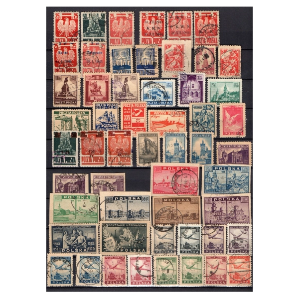 1945-1947 Fi. 342-439 Zbiór znaczków kasowanych z okresu Polski Ludowej