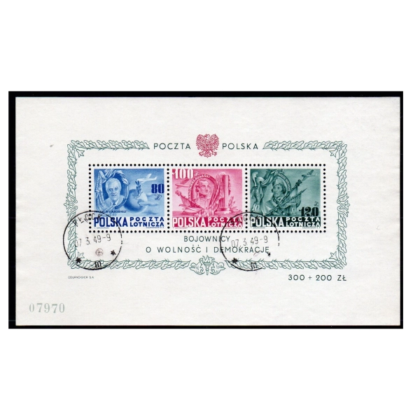 1948 Fi. blok 11 kasowany Bojownicy o wolność i demokrację - datownik Płock