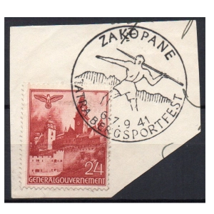 1941 GG Fi. kasownik Zakopane 13 Święto Sportu  na wycinku 