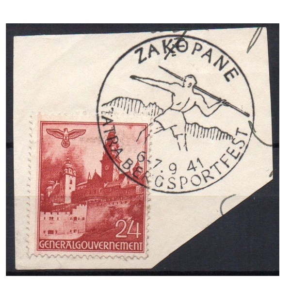 1941 GG Fi. kasownik Zakopane 13 Święto Sportu  na wycinku 