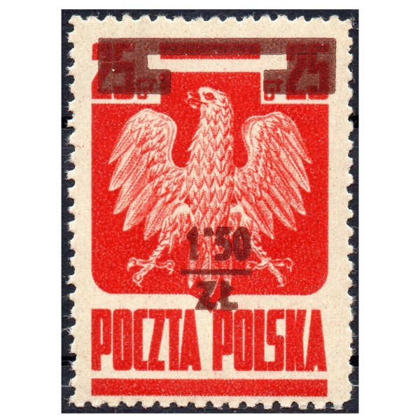 1945 Fi. 376 b FII T2 ** Czerwony 1.50zł Wydanie przedrukowe - gwarancja