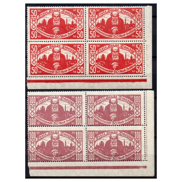 WMG 1923 Fi. 130-131 ** Pomoc rencistom znaczki w czwórkach