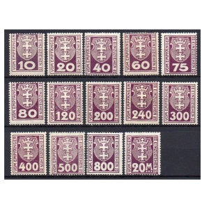 WMG 1921 Fi. D1-14 **  Dopłaty Herb Gdańska znaczki pocztowe