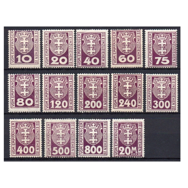 WMG 1921 Fi. D1-14 **  Dopłaty Herb Gdańska znaczki pocztowe