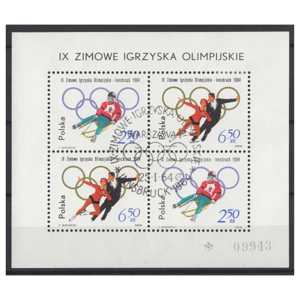 1964 Fi. blok 41 IO Innsbruck kasowany 