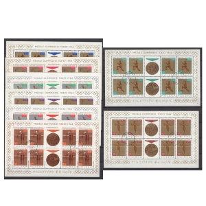 1965 Fi 1472-79 Medale Polaków zestaw arkusików kasowanych