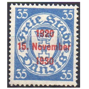 WMG 1930 Fi. 220 ** 10. rocznica Wolnego Miasta gdańska znaczek za 35 Pf gwarancja