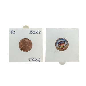 USA 1 cent 2010 D Tarcza Lincoln Union Shield Wersja Kolorowana