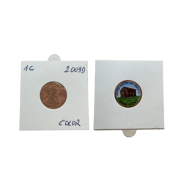 USA 1 Cent 2009 D Narodziny i Dzieciństwo Wersja Kolorowana