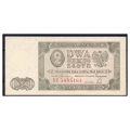 Banknot 2 złote 1948 UNC seria BR 5604184 stan 1/-1