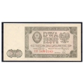 Banknot 2 złote 1948 UNC seria BR 5604183 stan 1/-1