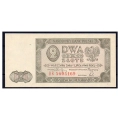 Banknot 2 złote 1948 UNC seria BR 5604169 stan 1/-1