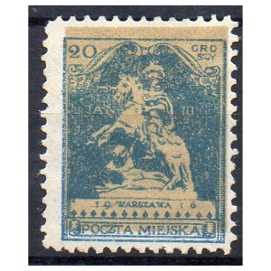 Warszawa poczta Miejska 1916 Fi. VIb * Seria pomnikowa 20 groszy 