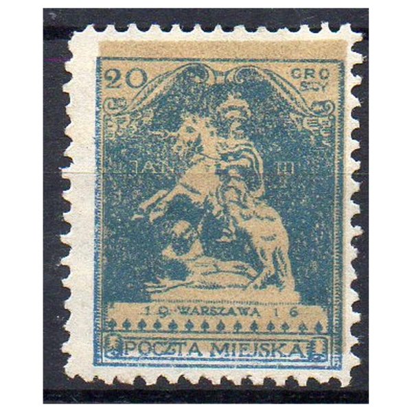 Warszawa poczta Miejska 1916 Fi. VIb * Seria pomnikowa 20 groszy 