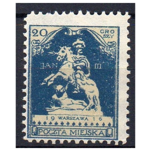 Warszawa Poczta Miejska 1916 Fi. VIa * Seria pomnikowa 20 groszy