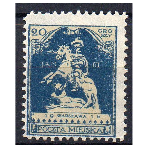 Warszawa Poczta Miejska 1916 Fi. VIa * Seria pomnikowa 20 groszy