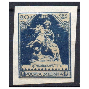 Warszawa Poczta Miejska 1916 Fi. VIa A * Seria pomnikowa 20 groszy