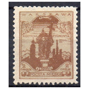 Warszawa 1916 Fi. III * Seria pomnikowa 2 grosze znaczek pocztowy