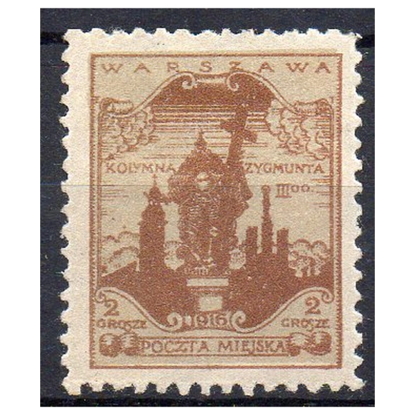 Warszawa 1916 Fi. III * Seria pomnikowa 2 grosze znaczek pocztowy