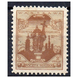 Warszawa 1916 Fi. III * Seria pomnikowa 2 grosze znaczek pocztowy