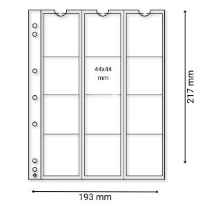 Numis 44 - karty na monety do 44 mm - Leuchtturm - 5 sztuk x 12 monet