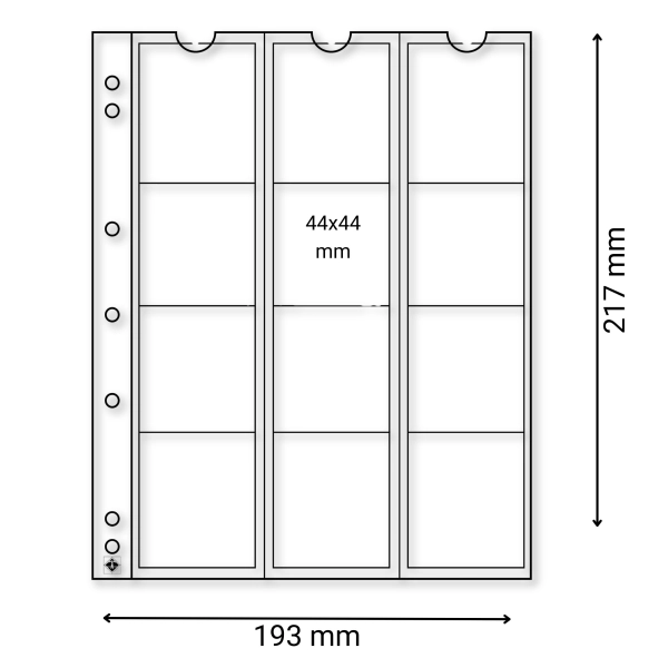Numis 44 - karty na monety do 44 mm - Leuchtturm - 5 sztuk x 12 monet