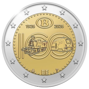 2 Euro 2026 Belgia coincard 100 lat kolei NMBS wersja FRANCUSKA